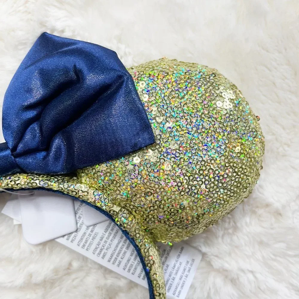 Disney Parks 50th Anniversary Gold‎ Sequin With EARidescent Minnie Ears Headband
